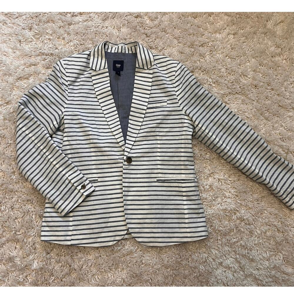Coastal Nautical Gap Linen Blend Lined Blazer Quiet Luxury Old Money Preppy 12